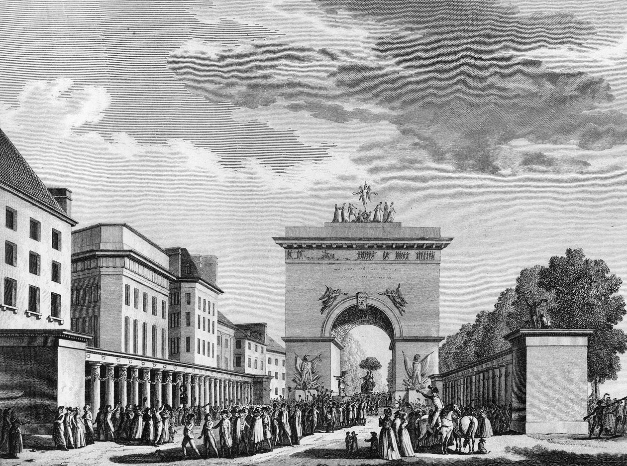 Rivoluzione francese: Accettazione della Costituzione del 3 settembre 1791. Incisione di Berthaut dopo Swebach. Parigi, Biblioteca dell