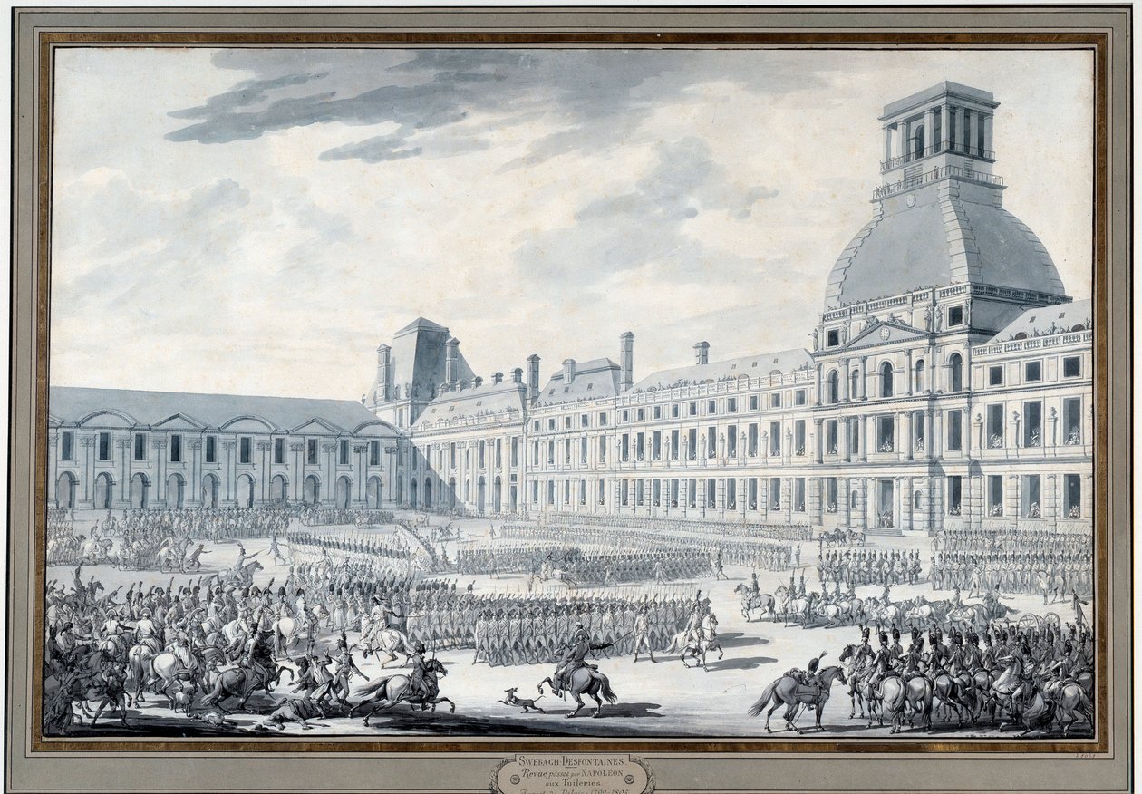 Rassegna delle truppe di Napoleone Bonaparte alle Tuileries da Jacques Francois Joseph Swebach