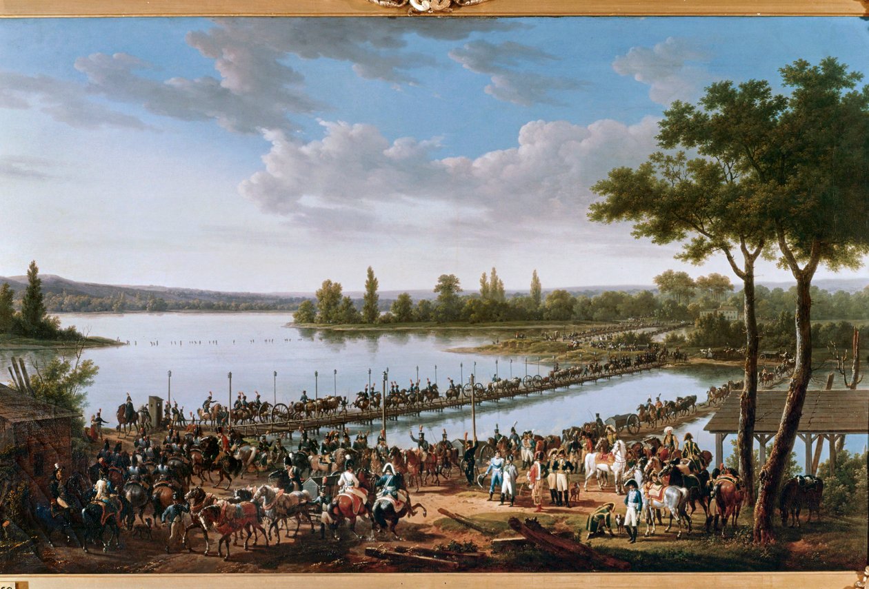 Il passaggio del Danubio da parte di Napoleone prima della battaglia di Wagram... (dipinto su tela) da Jacques Francois Joseph Swebach