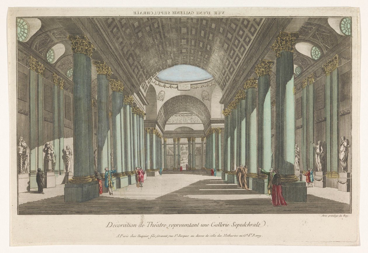 Vista di una galleria con statue sepolcrali da Jacques Gabriel Huquier