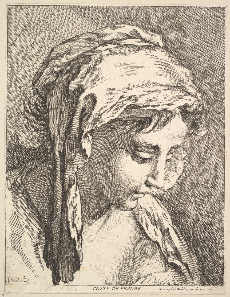 Testa di una donna da Jacques Gabriel Huquier