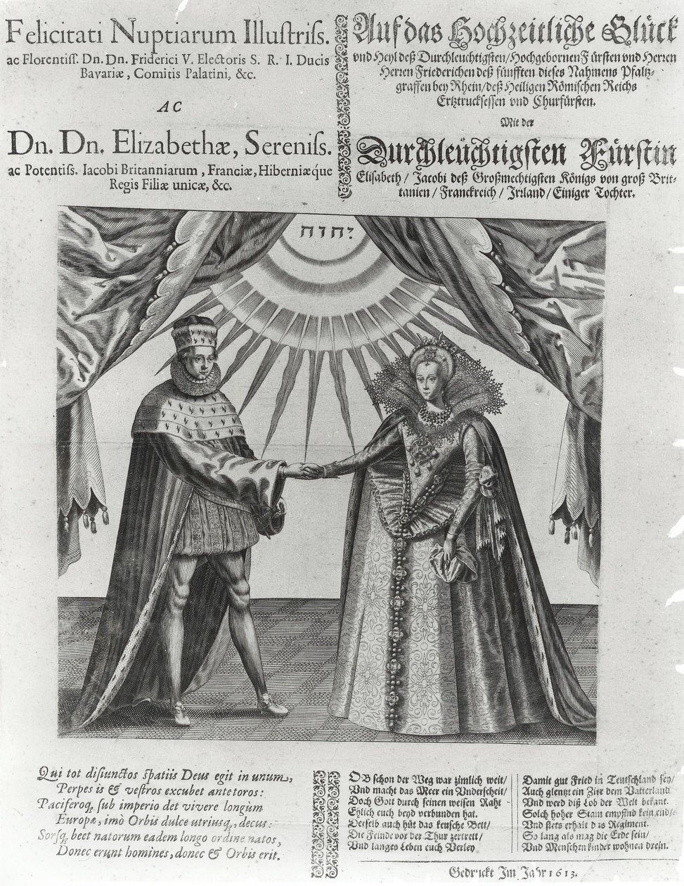 Un foglio volante sul matrimonio di Federico V, Elettore Palatino, e la Principessa Elisabetta d