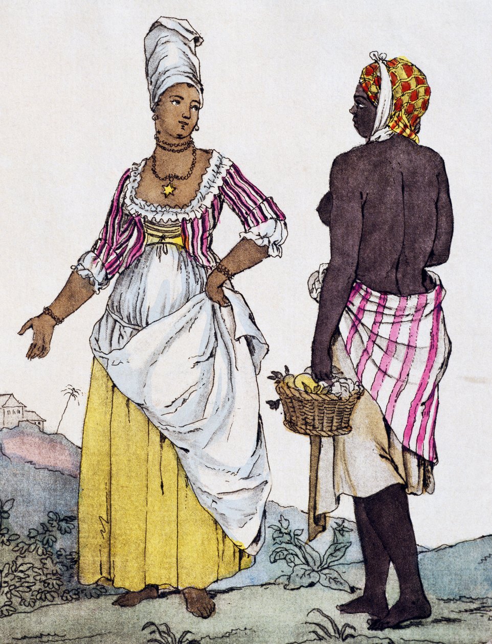 Donna nera e donna mulatta di Santo Domingo, incisione a colori da un disegno di Labrousse da Jacques Grasset de Saint Sauveur