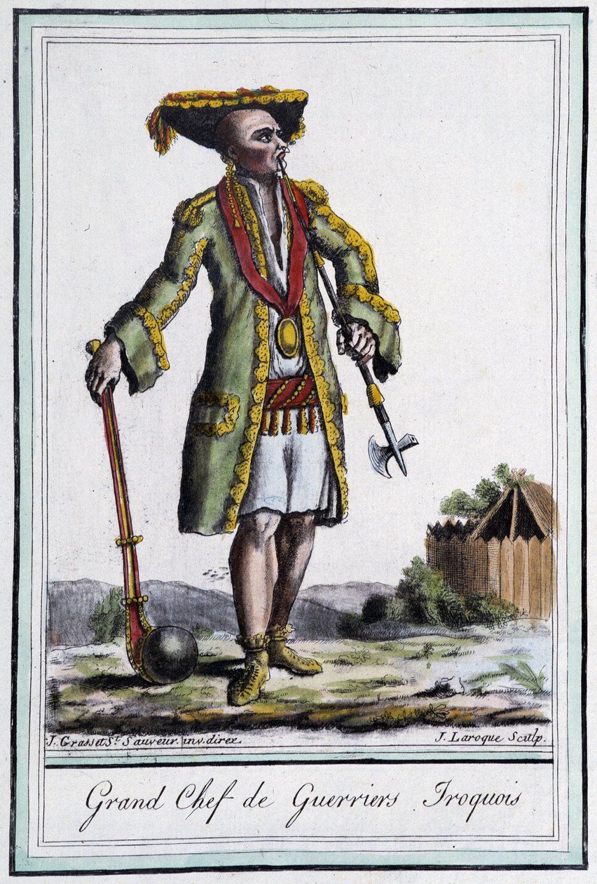Gran Capo dei Guerrieri Irochesi - in "Enciclopedia dei viaggi" di Grasset St Sauveur, Parigi da Jacques Grasset de Saint Sauveur