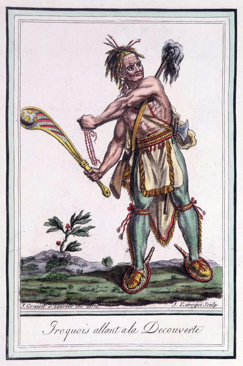 Irochese "in esplorazione" - in "Encyclopedia of Travels" di Grasset St Sauveur, Parigi da Jacques Grasset de Saint Sauveur
