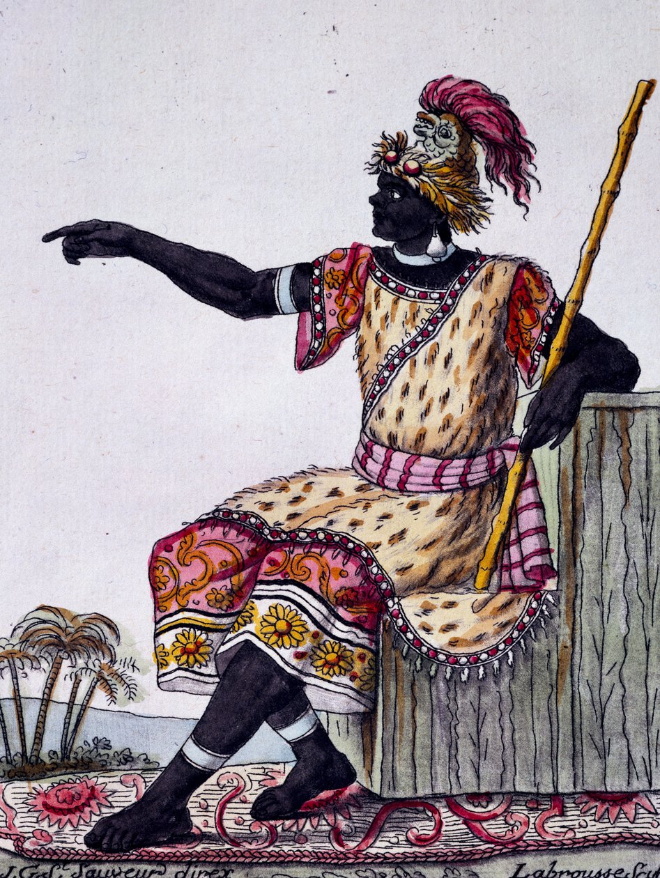 Re di Loango, incisione a colori da un disegno di Labrousse (attivo 1796), dall