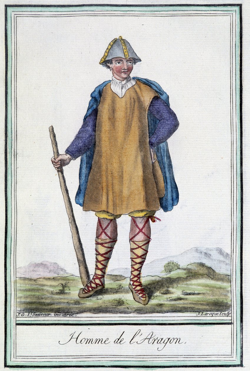 Uomo di Aragona (Spagna) - in "Enciclopedia dei viaggi" di Grasset St Sauveur, ed. 1796 da Jacques Grasset de Saint Sauveur