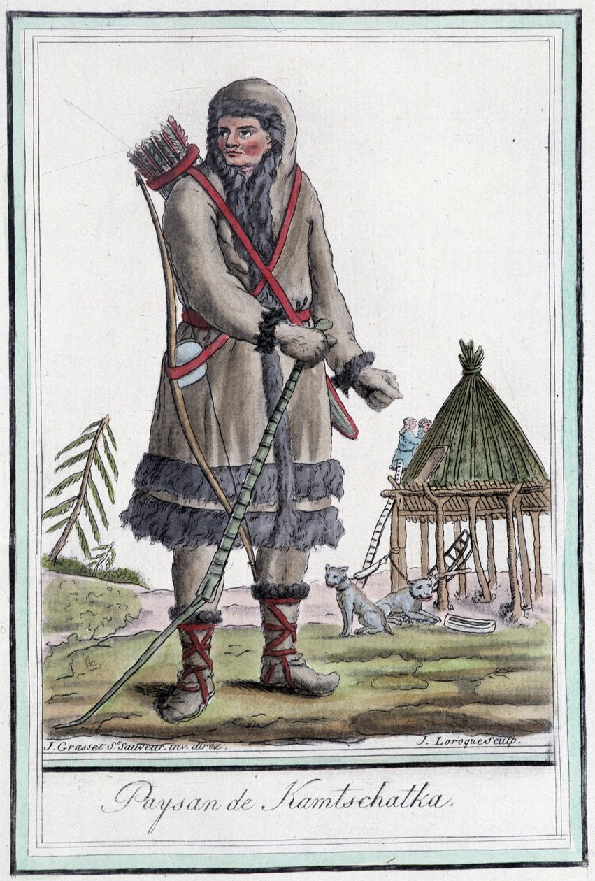 Contadino del Kamchatka - in "Enciclopedia dei viaggi" di Grasset St Sauveur, Parigi da Jacques Grasset de Saint Sauveur