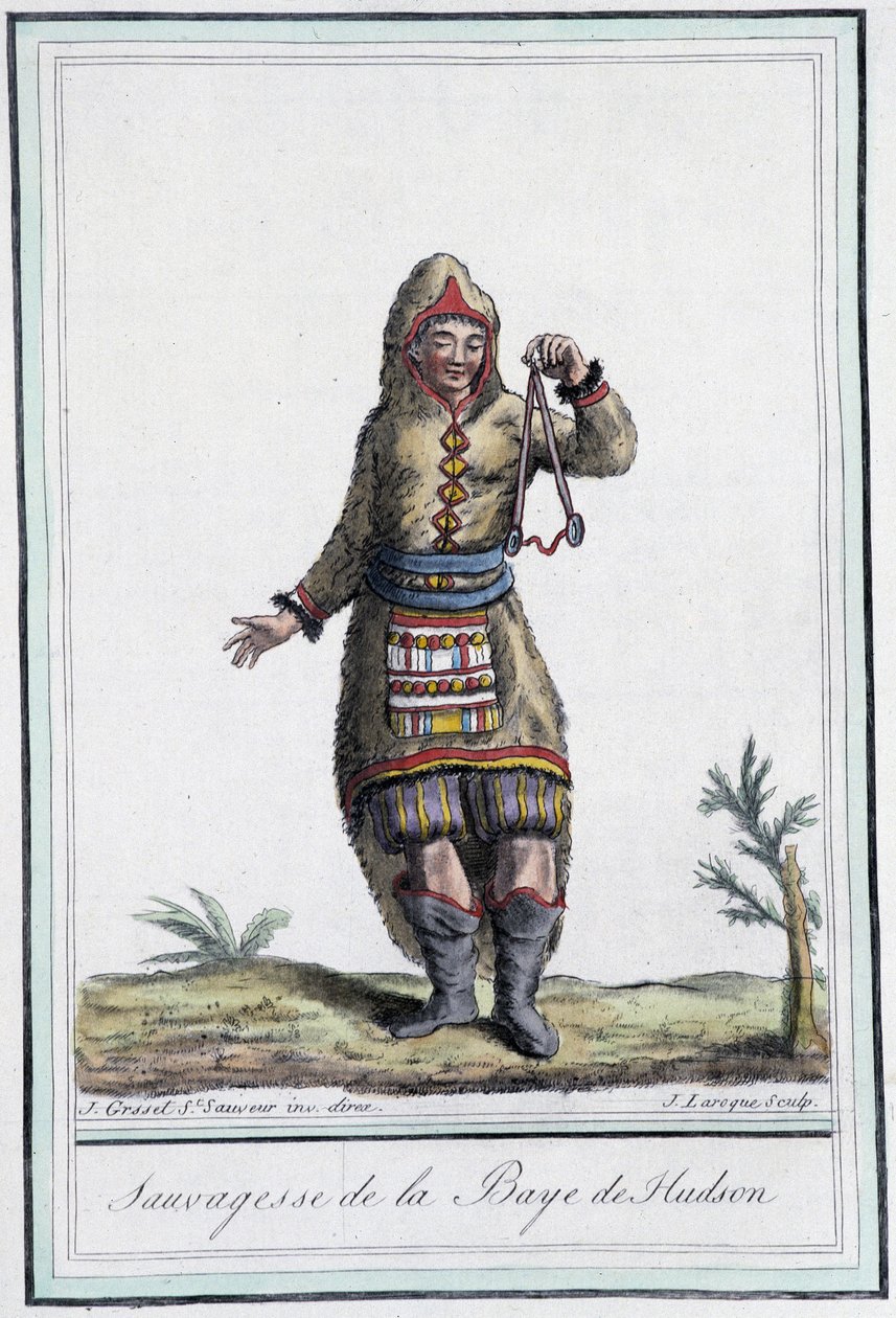 Selvaggia della Baia di Hudson (Canada) - in "Encyclopedia of Travels" di Grasset St Sauveur, ed. 1796 da Jacques Grasset de Saint Sauveur
