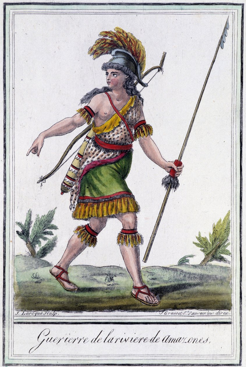 Guerriero del fiume Amazzoni - in "Enciclopedia dei viaggi" di Grasset St Sauveur, ed. 1796 da Jacques Grasset de Saint Sauveur
