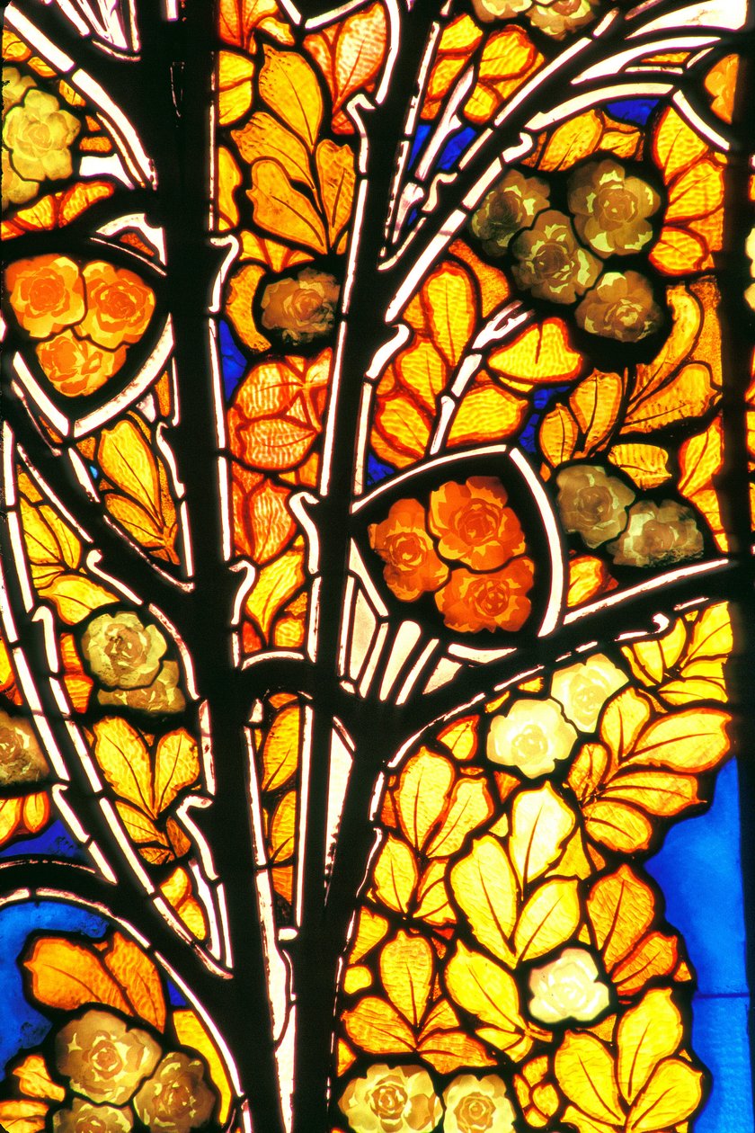 Nancy, Art Nouveau, Hotel Bergeret, Vetrata di Jacques Gruber, rose e gabbiani da Jacques Gruber
