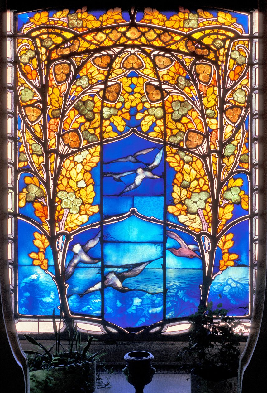Nancy, Art Nouveau, Hotel Bergeret, Vetrata rose e gabbiani (foto) da Jacques Gruber