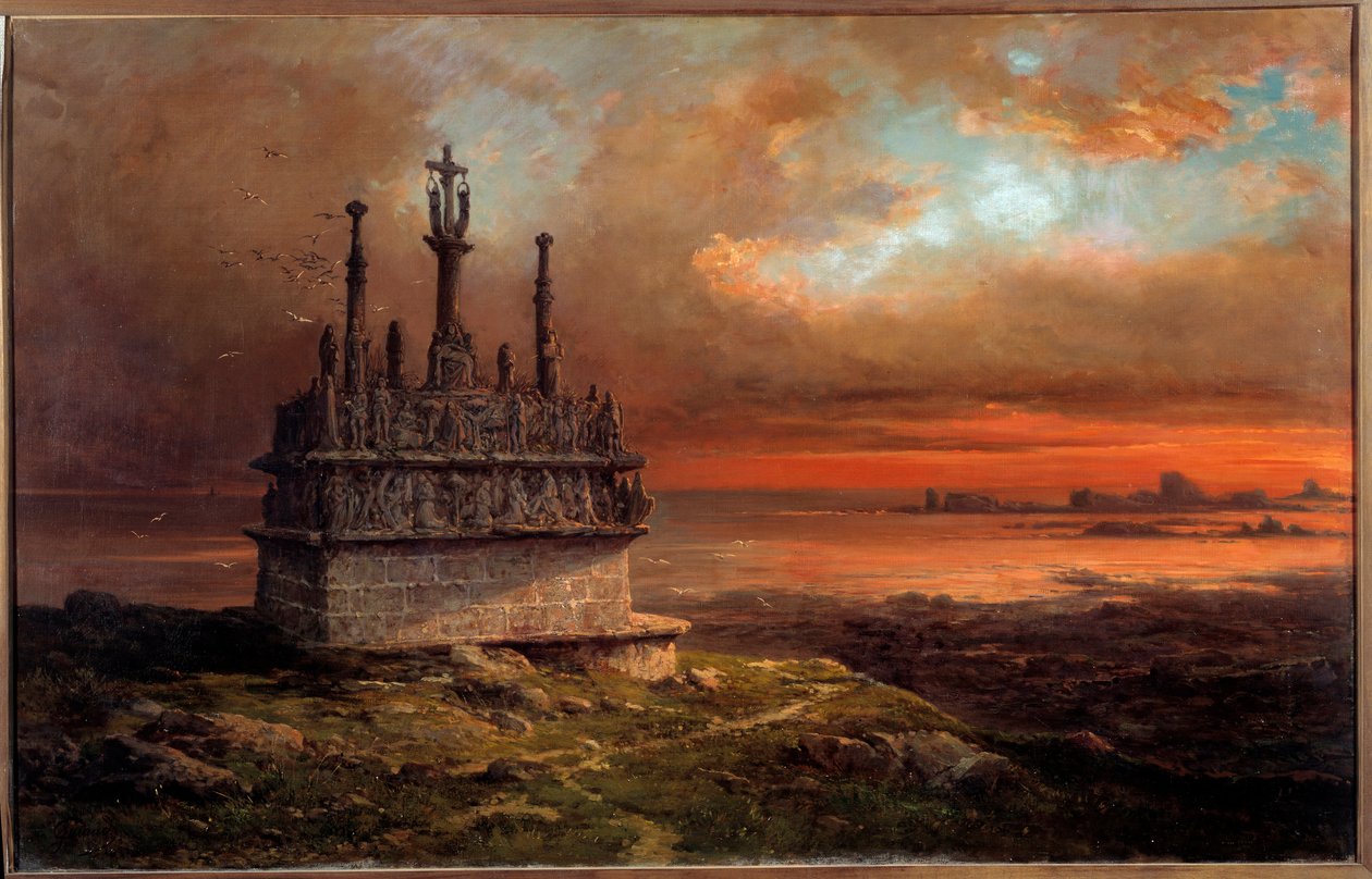 Il Calvario di Tronoen al tramonto da Jacques Guiaud