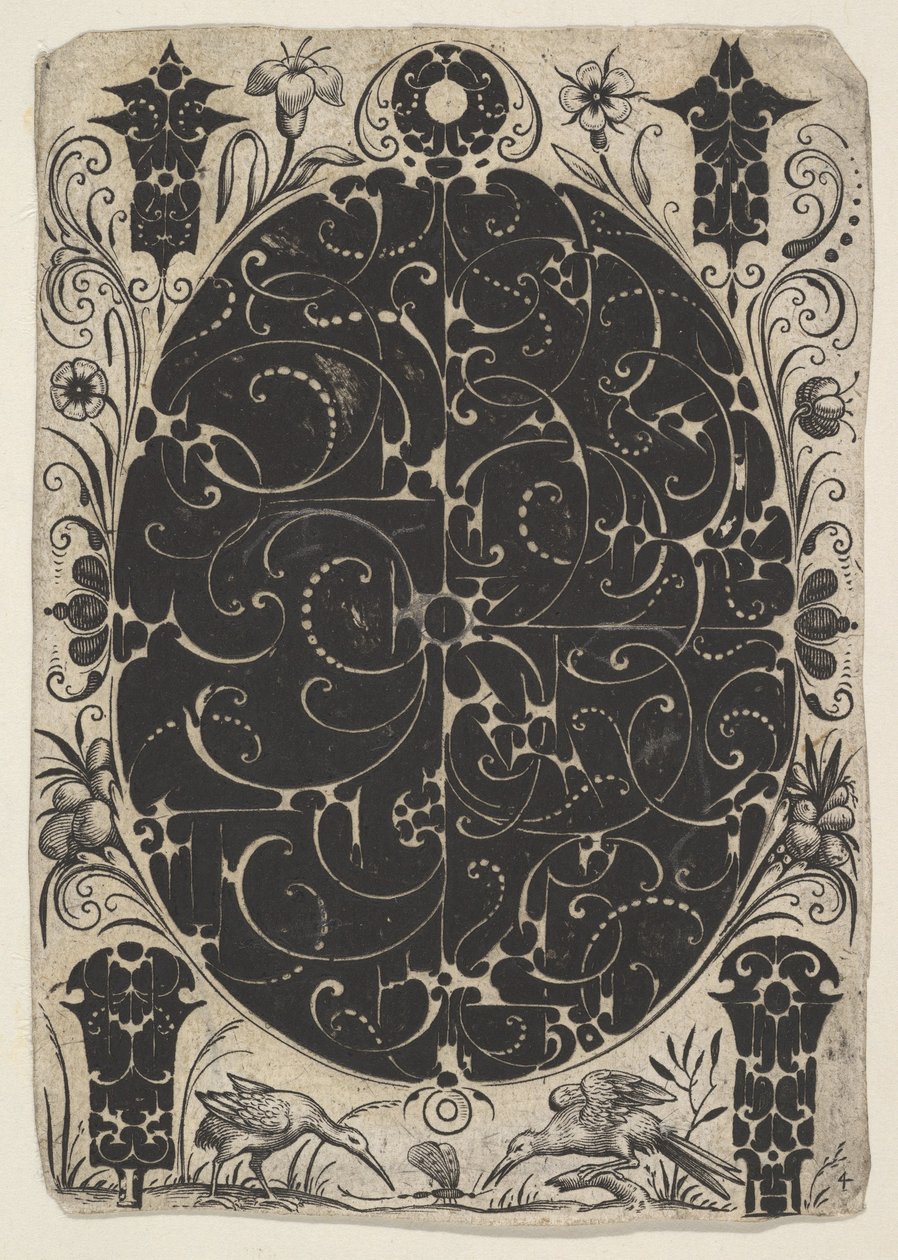 Astuccio ovale decorato con Schweifwerk in due varianti, circondato da motivi più piccoli, ca. 1614-19 da Jacques Hurtu