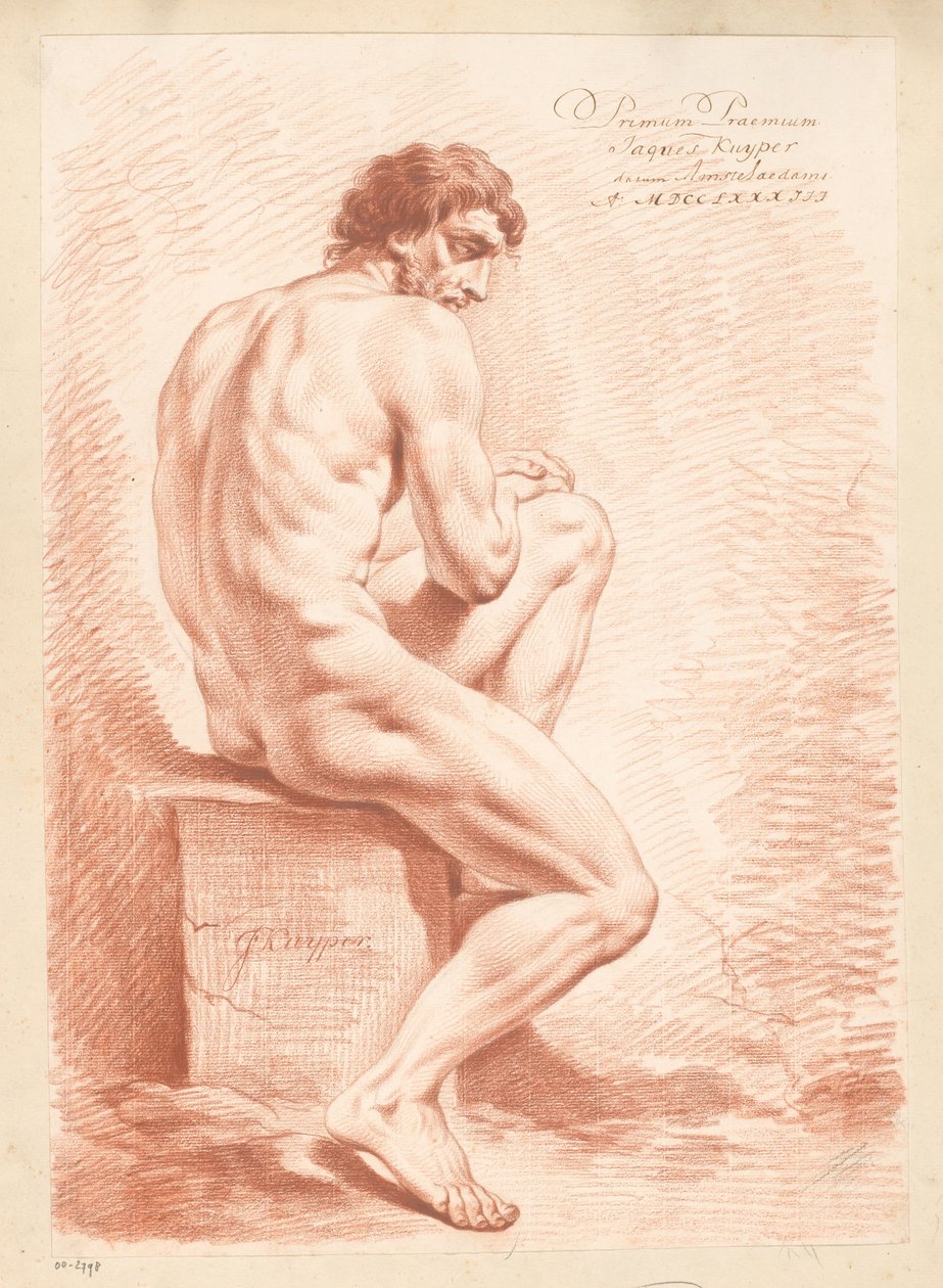Nudo maschile seduto, visto di schiena (1° premio 1783) da Jacques Kuyper