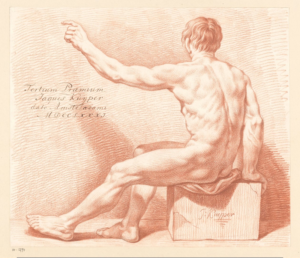 Nudo maschile seduto, visto di schiena (3º premio 1781) da Jacques Kuyper