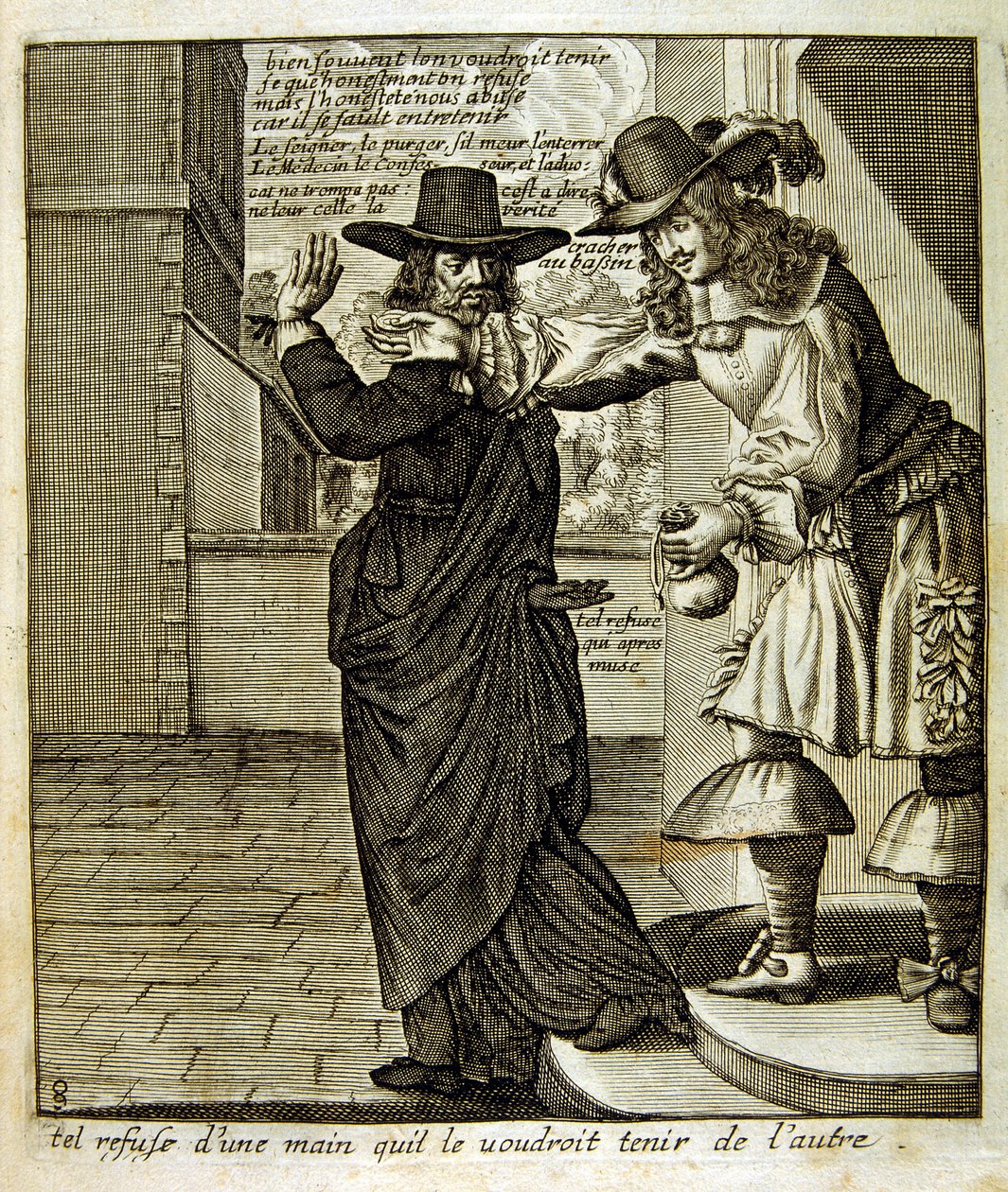 Illustrazione incisa del XVII secolo tratta da una raccolta di proverbi. Parigi 1657-1663. Di Jacques Lagniet (1620-1675). Incisore francese. Da lui provengono molte incisioni socialmente critiche e immagini di scherno, come le sue illustrazioni a volte gr da Jacques Lagniet