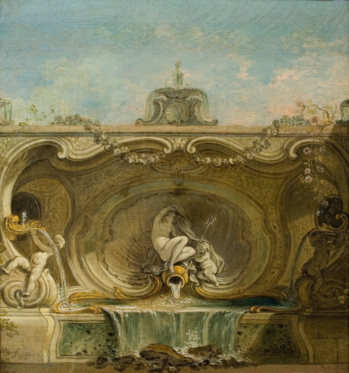 Progetto di fontana. Naiade e Putto, c. 1740 da Jacques Lajoue de