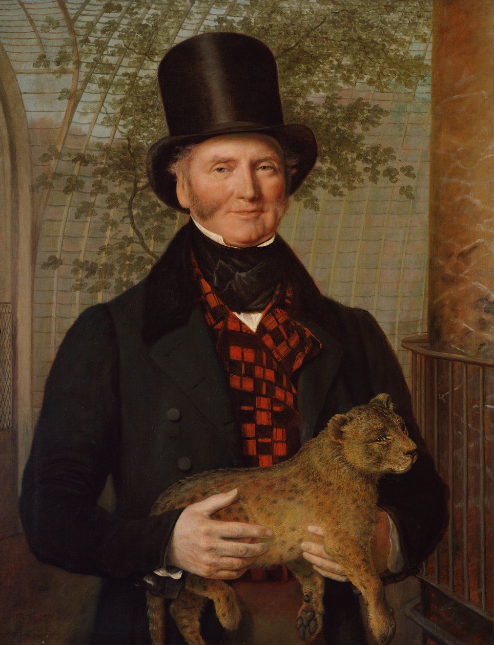 Ritratto di Edward Cross con un cucciolo di leone, 1838 da Jacques Laurent Agasse