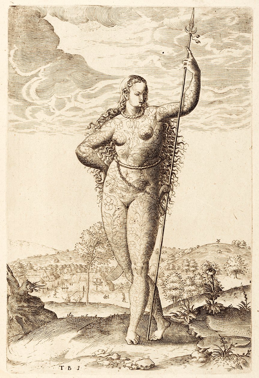Una giovane donna pitta, c1585 da Jacques Le Moyne