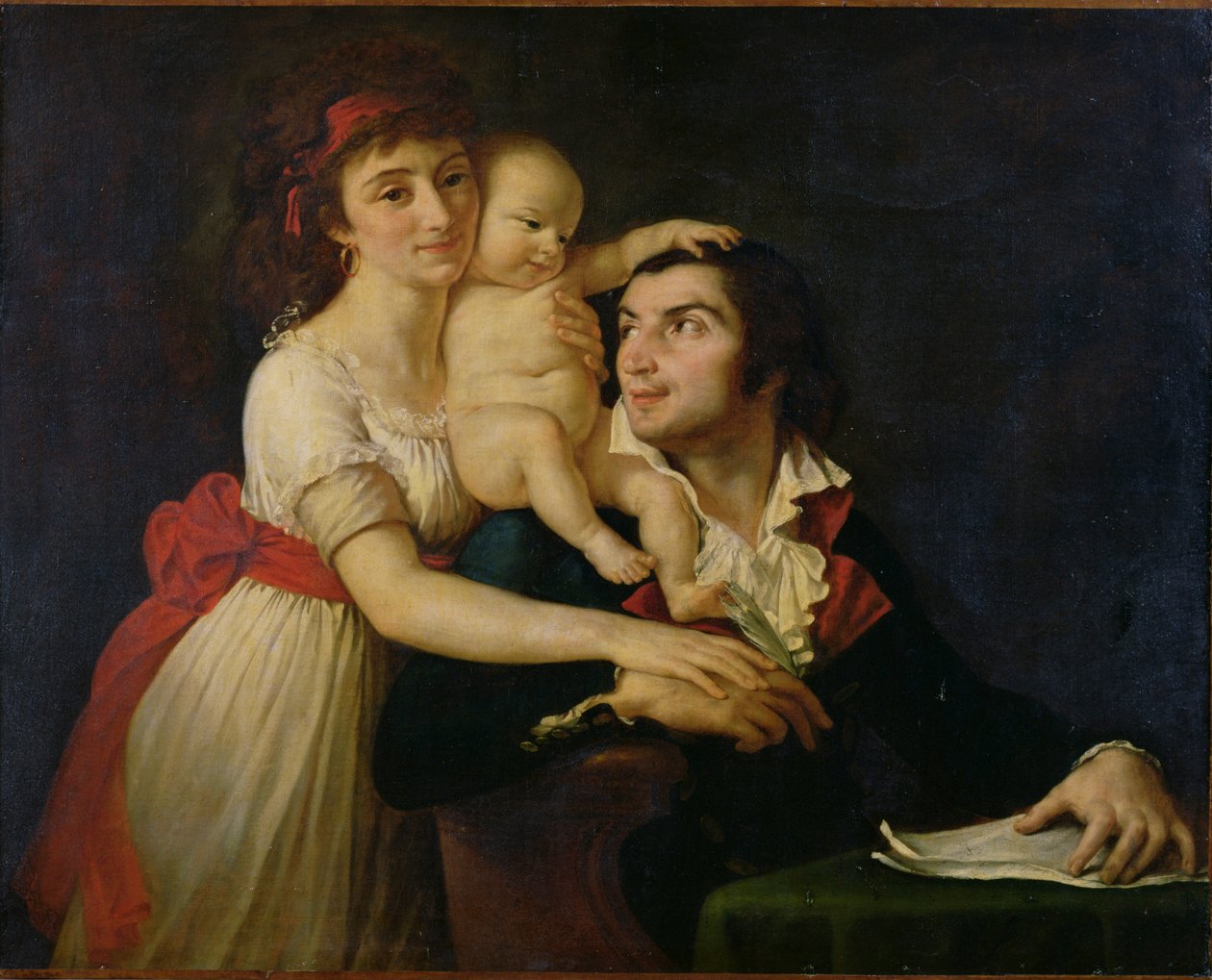 Camille Desmoulins (1760-94) sua moglie Lucile (1771-94) e il loro figlio Horace-Camille (1792-1825) da Jacques Louis (workshop of) David