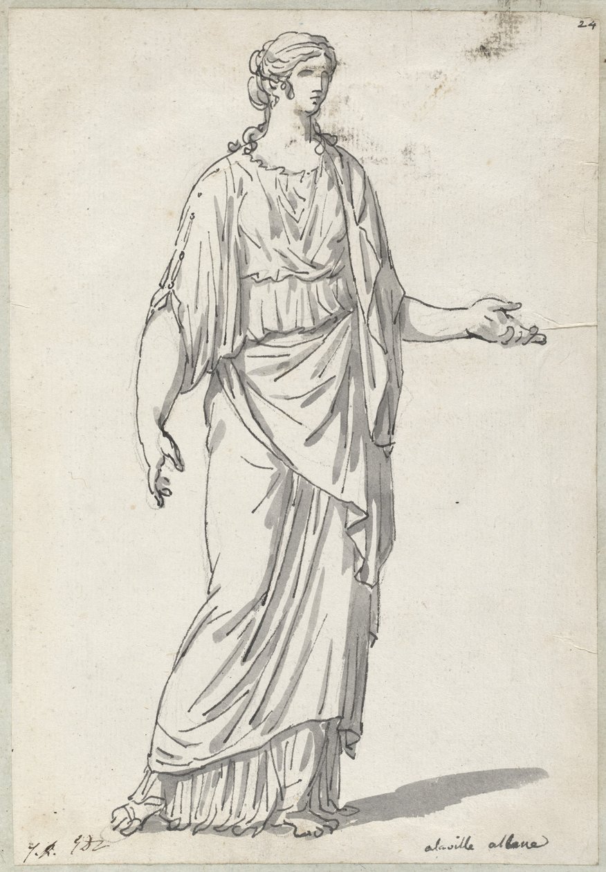 Scultura classica di una donna con un braccio teso da Jacques Louis David