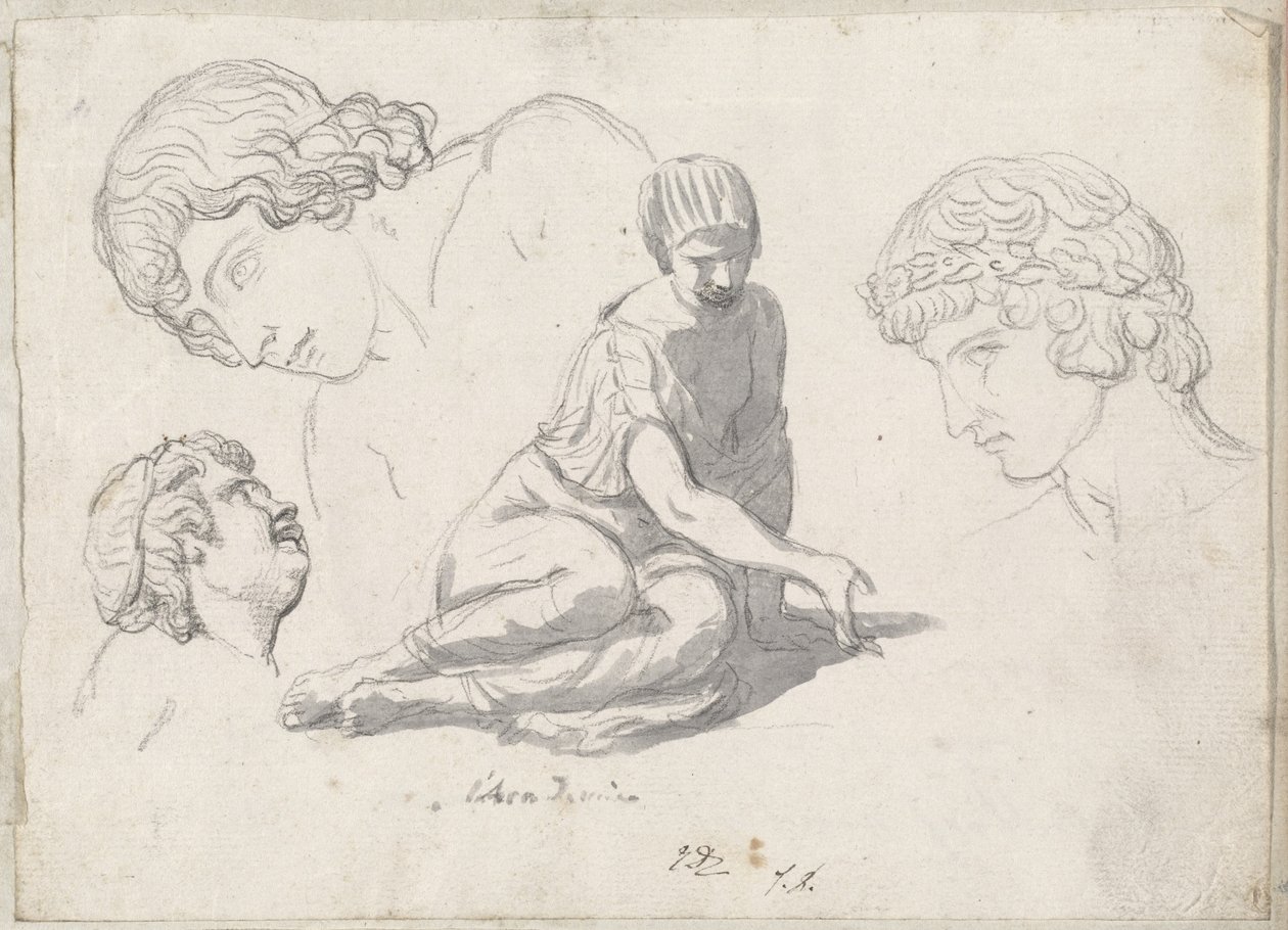 Giocatore di Dadi e Altri Studi dopo Sculture Antiche da Jacques Louis David