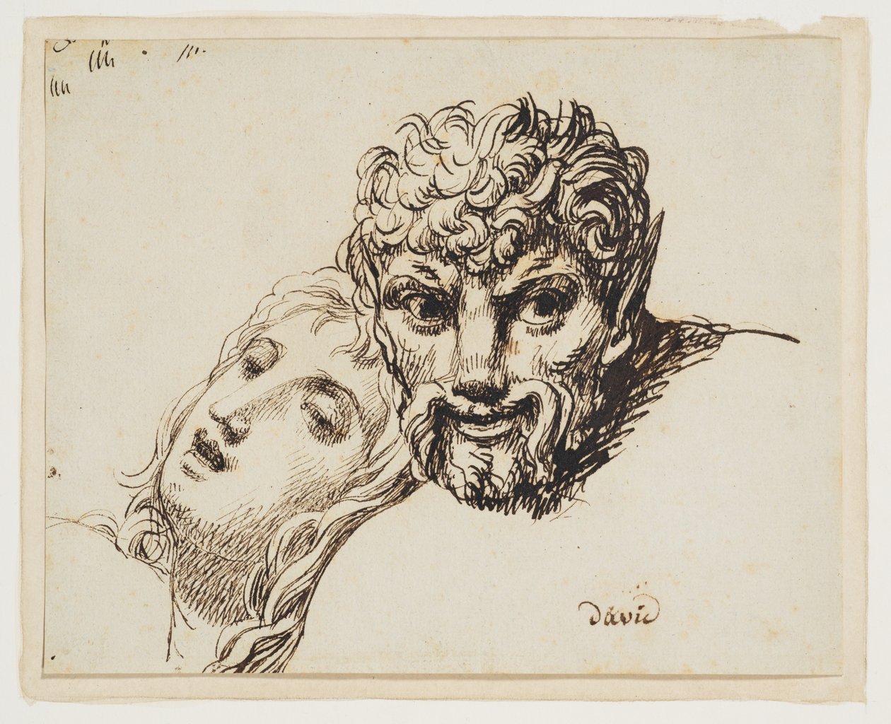Teste di un fauno e di una donna distesa (Le teste di una giovane donna e di un fauno) da Jacques Louis David