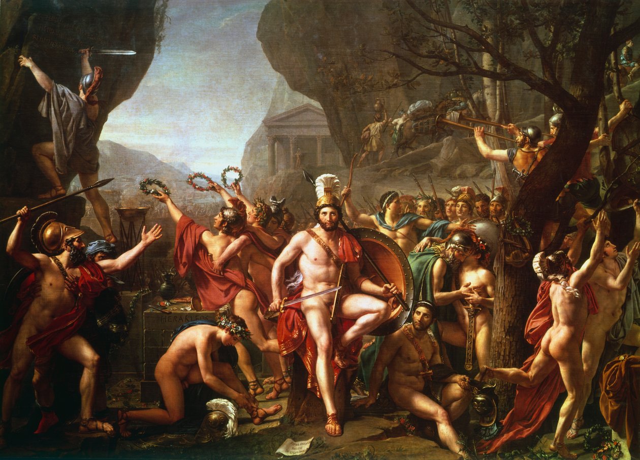 Leonida alle Termopili, V secolo a.C., c1814 da Jacques Louis David