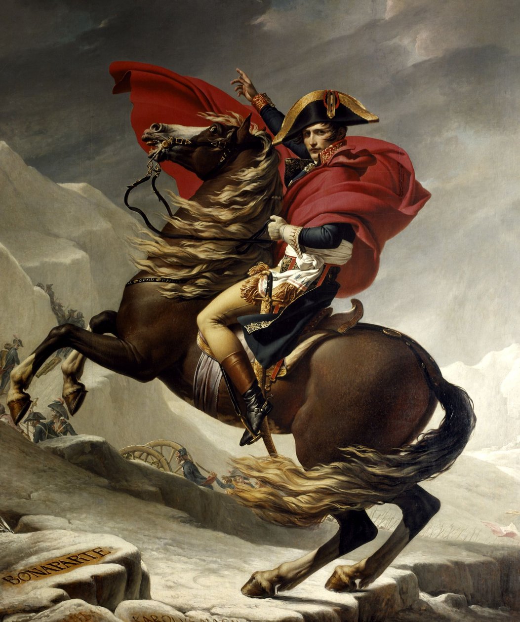 Napoleone Bonaparte che attraversa le Alpi al Gran San Bernardo da Jacques Louis David