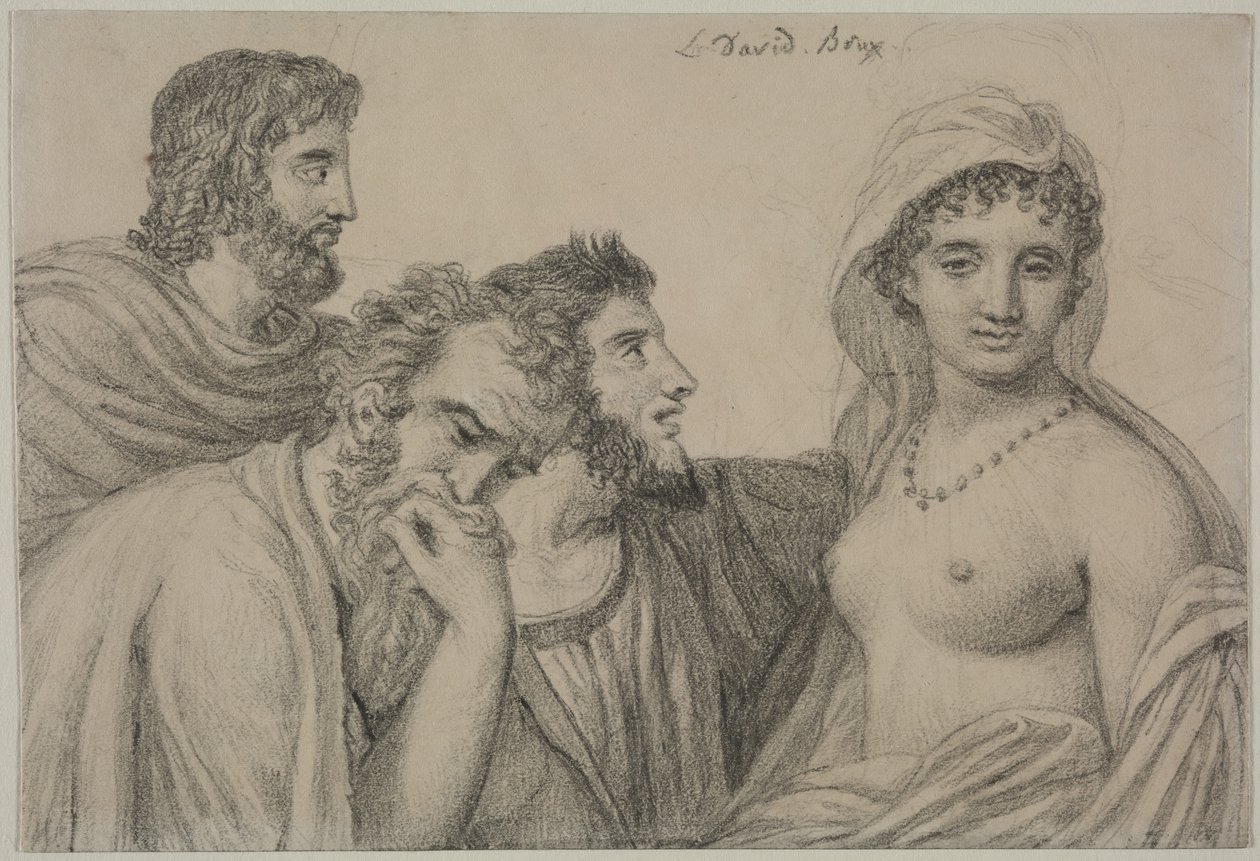 Phryné davanti ai giudici, 1816-1820 circa (gesso nero su carta vergata) da Jacques Louis David