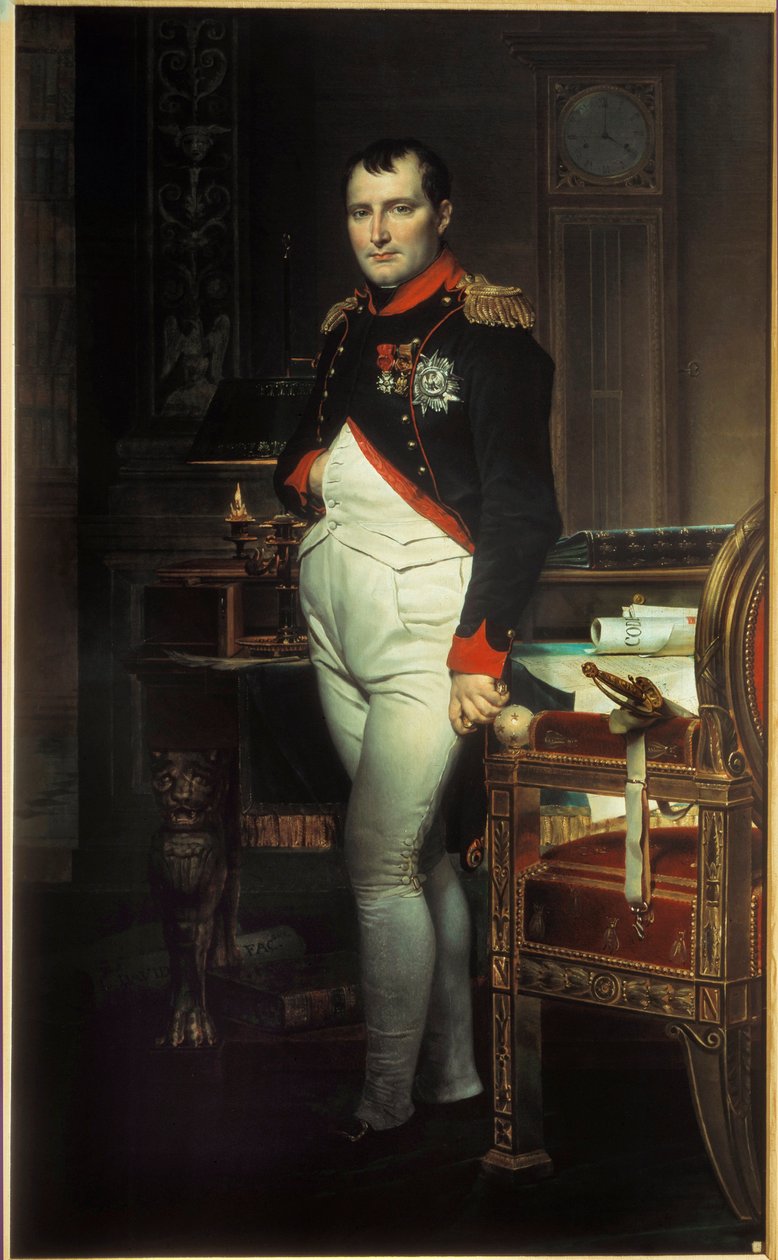 Ritratto a figura intera di Napoleone I (1769-1821) nel suo studio alle Tuileries. Dipinto di Jacques Louis David (1748-1825) 1812. Collezione privata da Jacques Louis David
