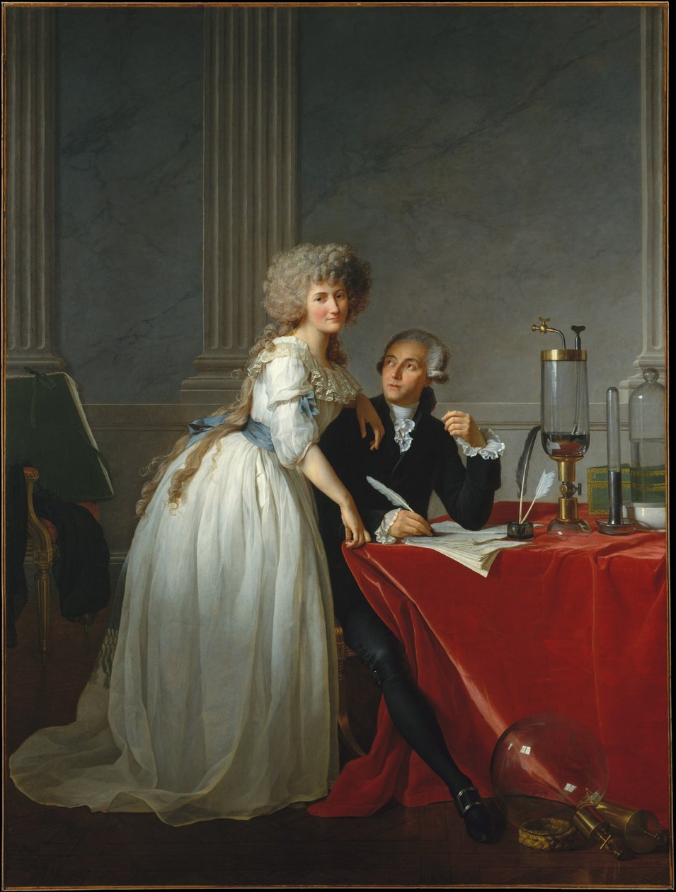 Ritratto di Monsieur de Lavoisier e sua moglie, chimica Marie-Anne Pierrette Paulze da Jacques Louis David
