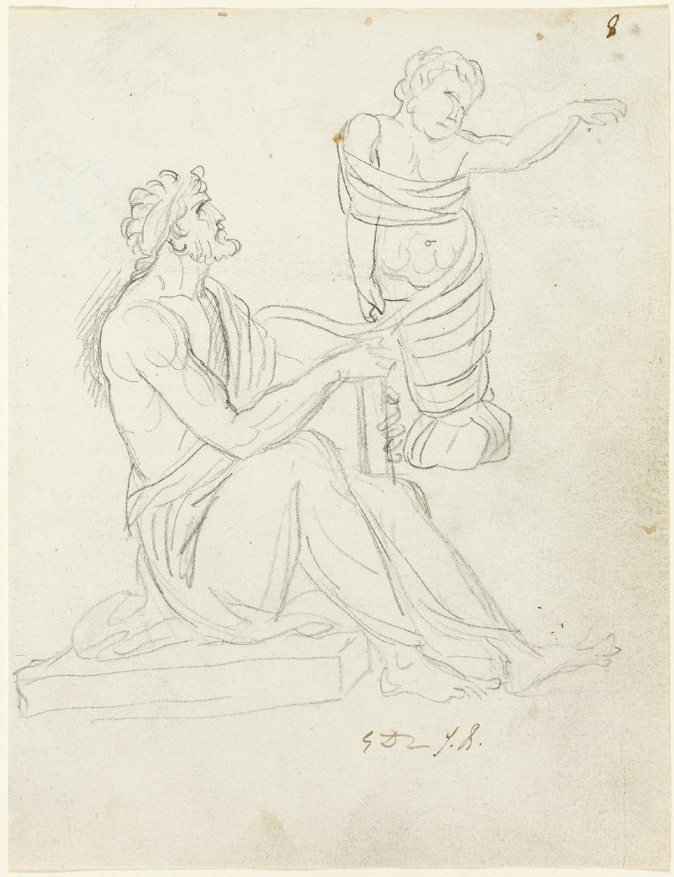 Uomo Seduto e Bambino Fasciato da Jacques Louis David