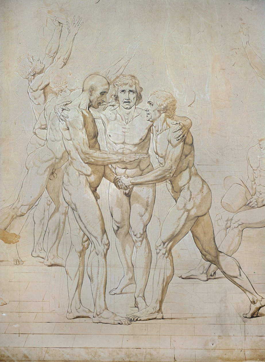 Schizzo per il giuramento del Jeu de Paume ... da Jacques Louis David