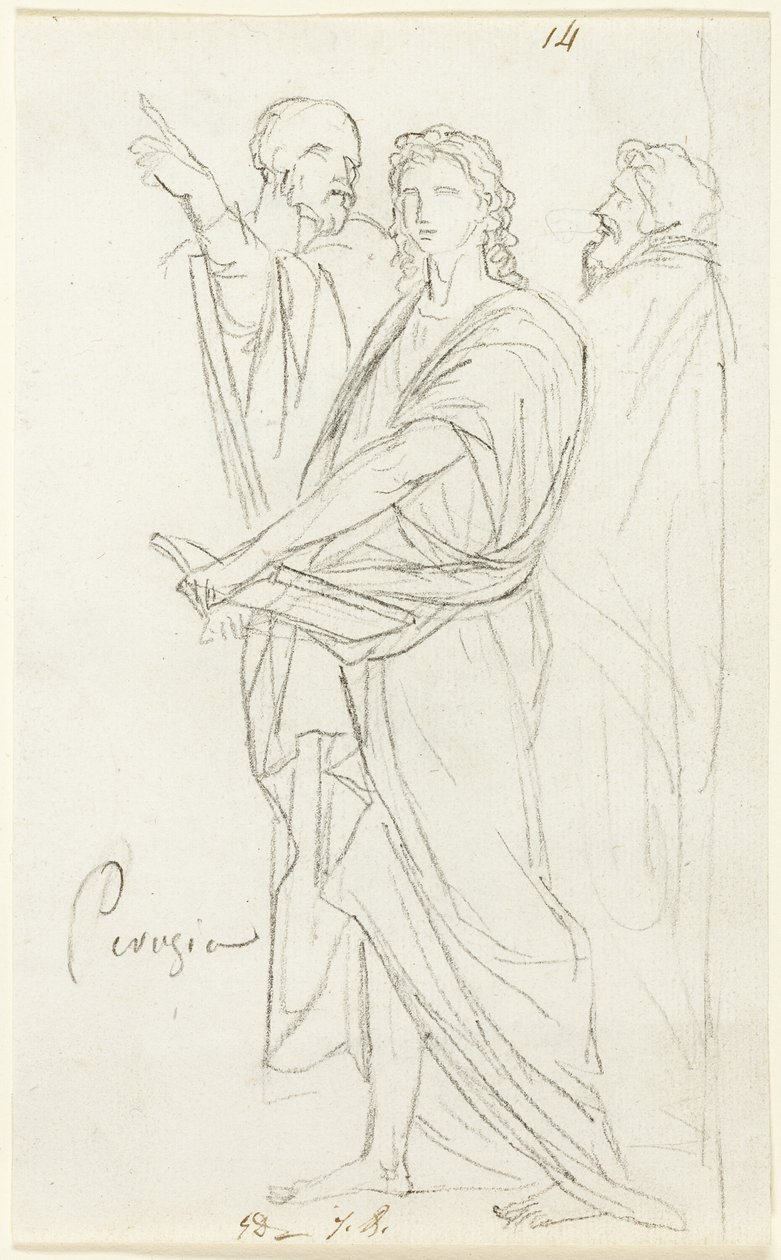 Schizzo di Tre Figure Classiche da Jacques Louis David