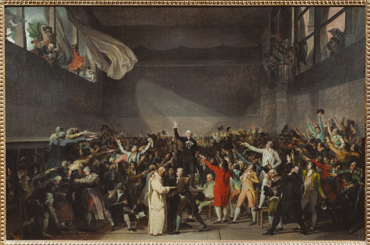 Il giuramento del Jeu de Paume, quando i Tre Estati rifiutarono di sciogliersi per ordine reale ... da Jacques Louis David