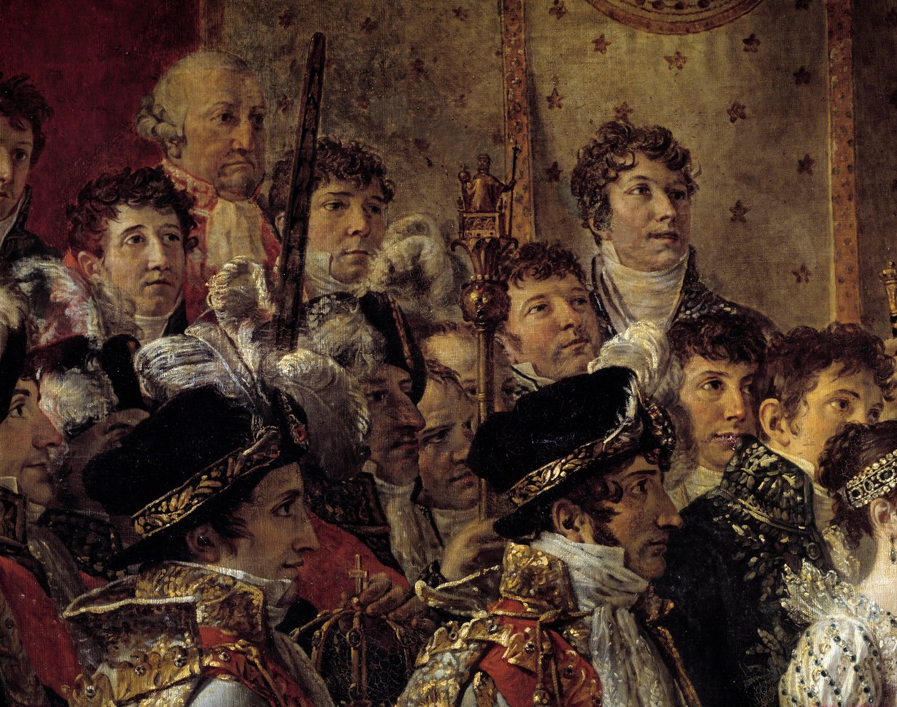 Il Rito di Napoleone. Dettaglio che rappresenta i fratelli di Napoleone da Jacques Louis David