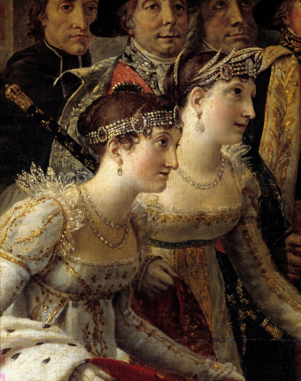 Il Rito di Napoleone. Dettaglio che rappresenta Madame de la Rochefoucault e Madame Lavalette durante l