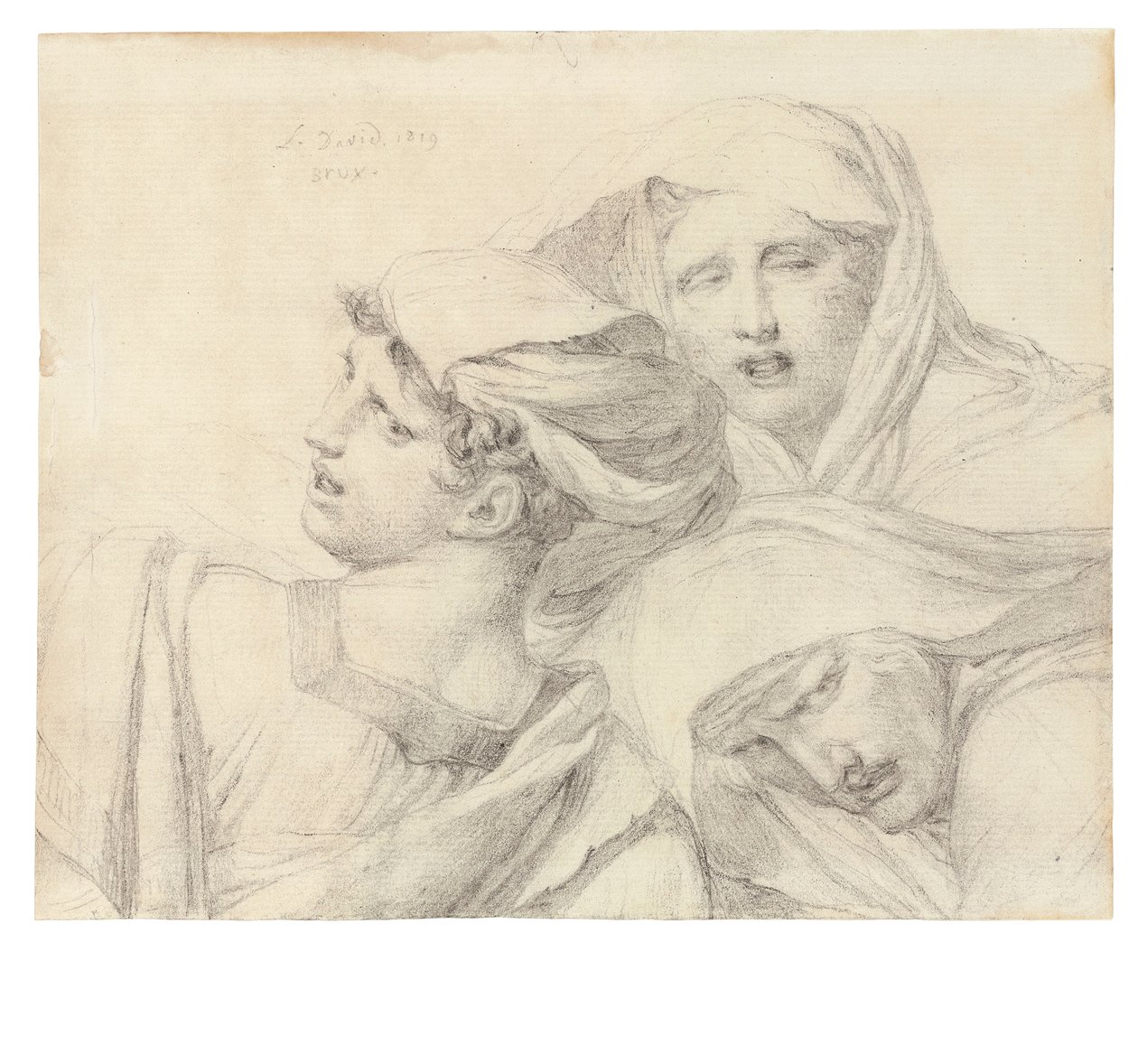 Tre donne in abiti classici, busto, con espressioni angosciate, 1819 da Jacques Louis David