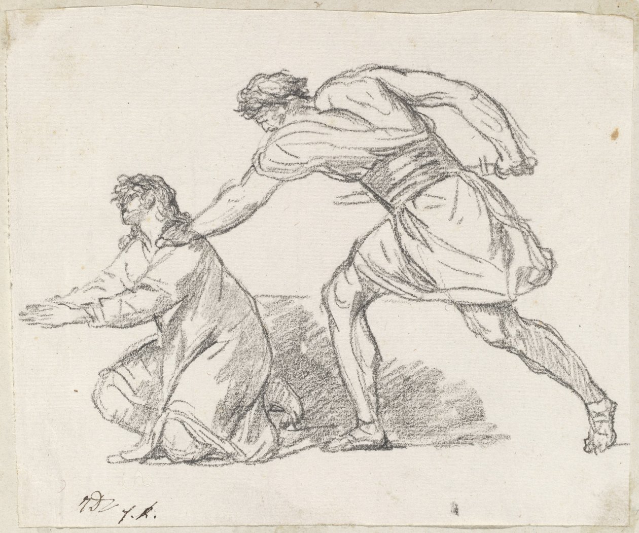 Guerriero che afferra una figura inginocchiata da Jacques Louis David