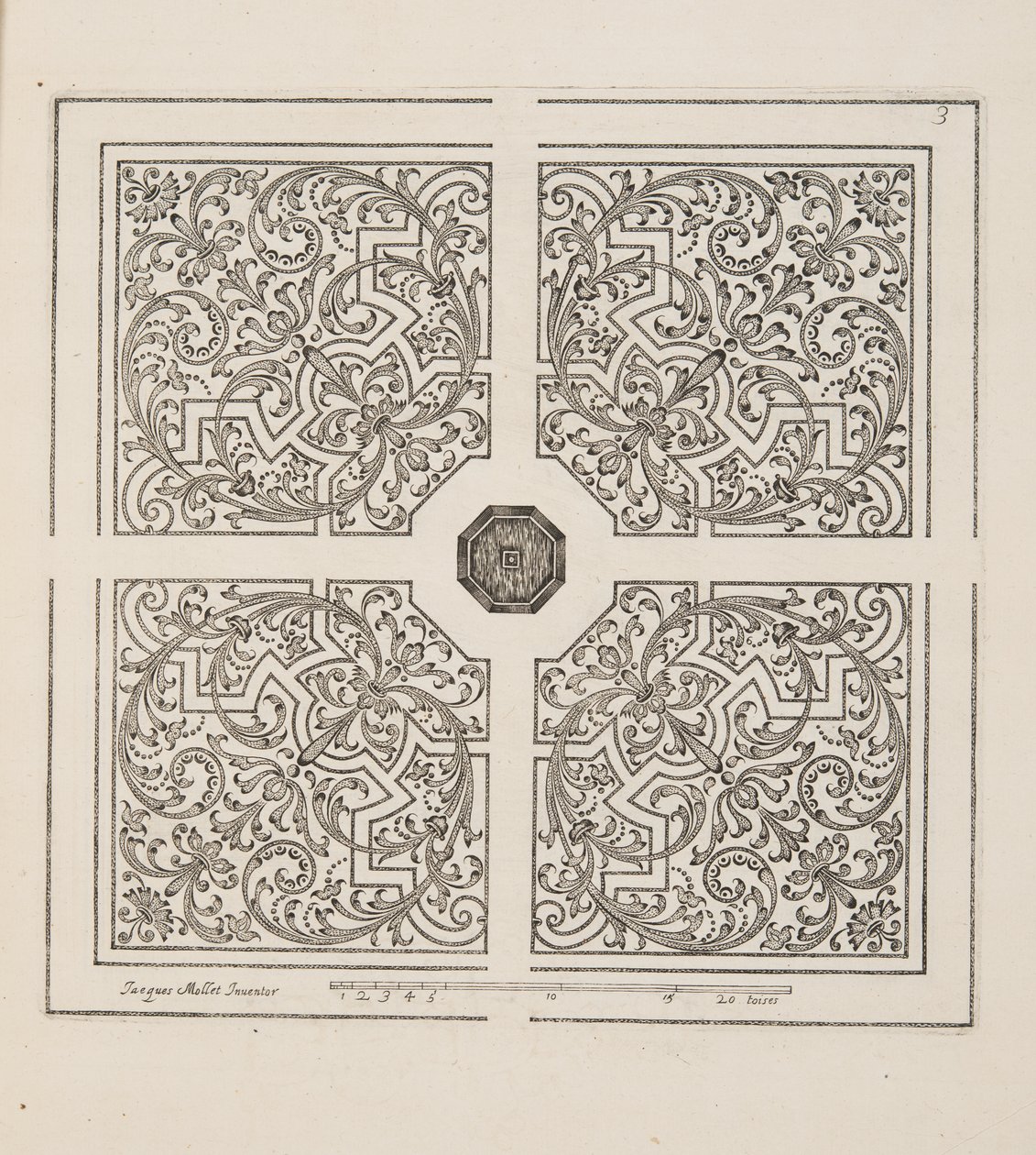Progetto per Parterre, dal Theatre des Plans et Jardinages, pub.1652 (incisione) da Jacques Mollet