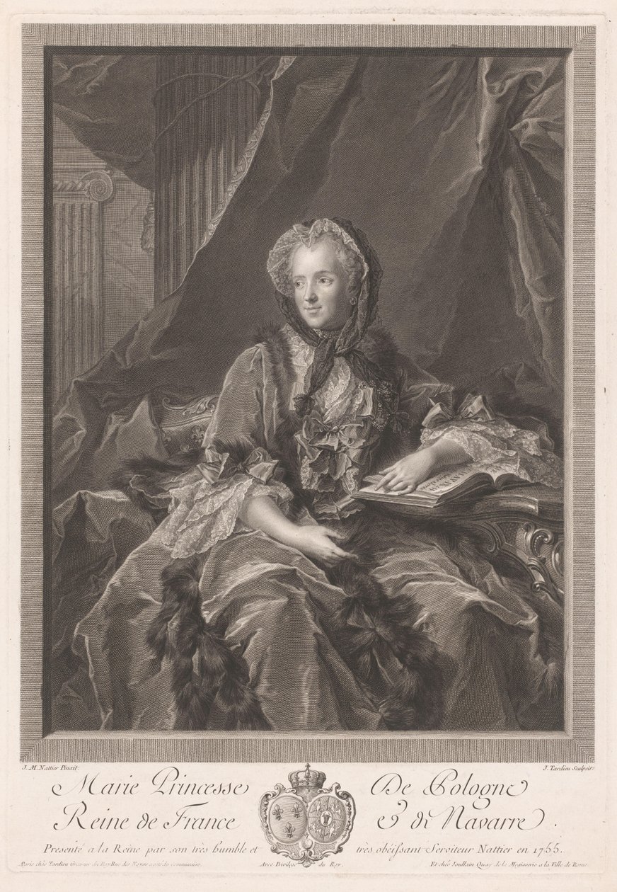 Ritratto della regina Maria Leszczyńska da Jacques Nicolas Tardieu