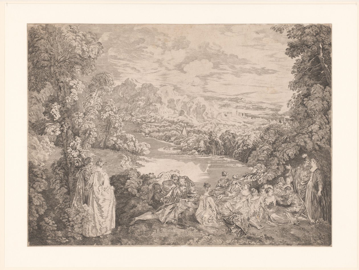 Compagnia elegante in un paesaggio da Jacques Philippe Le Bas