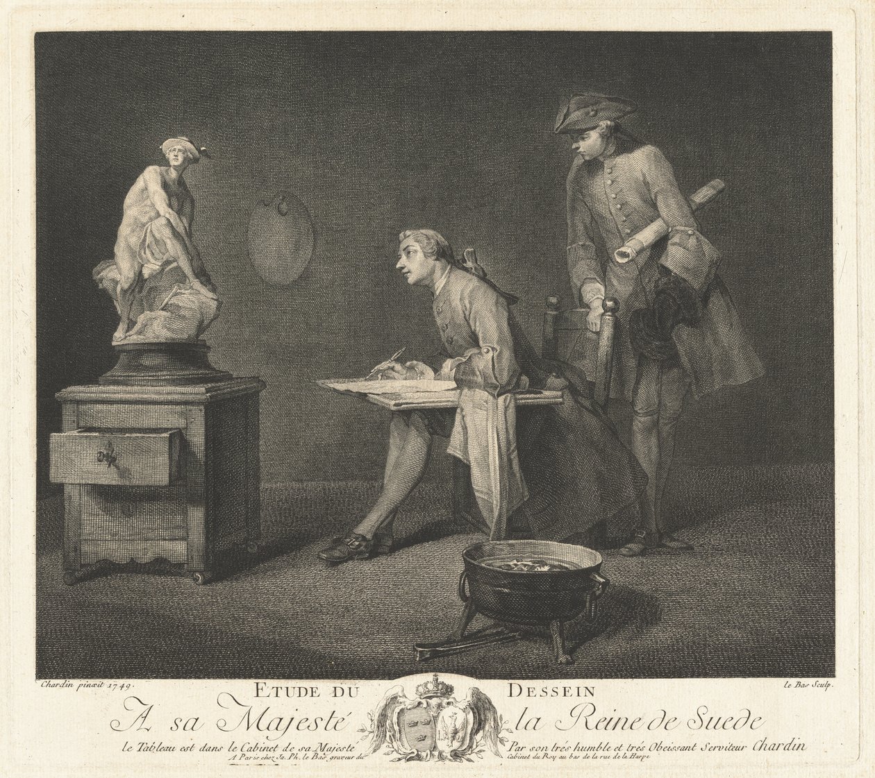 Lezione di disegno da Jacques Philippe Le Bas after Jean Siméon Chardin