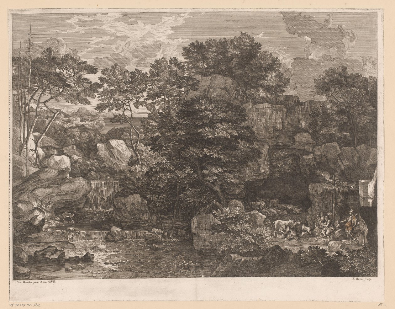 Paesaggio fluviale con pastori di pecore da Jacques Prou