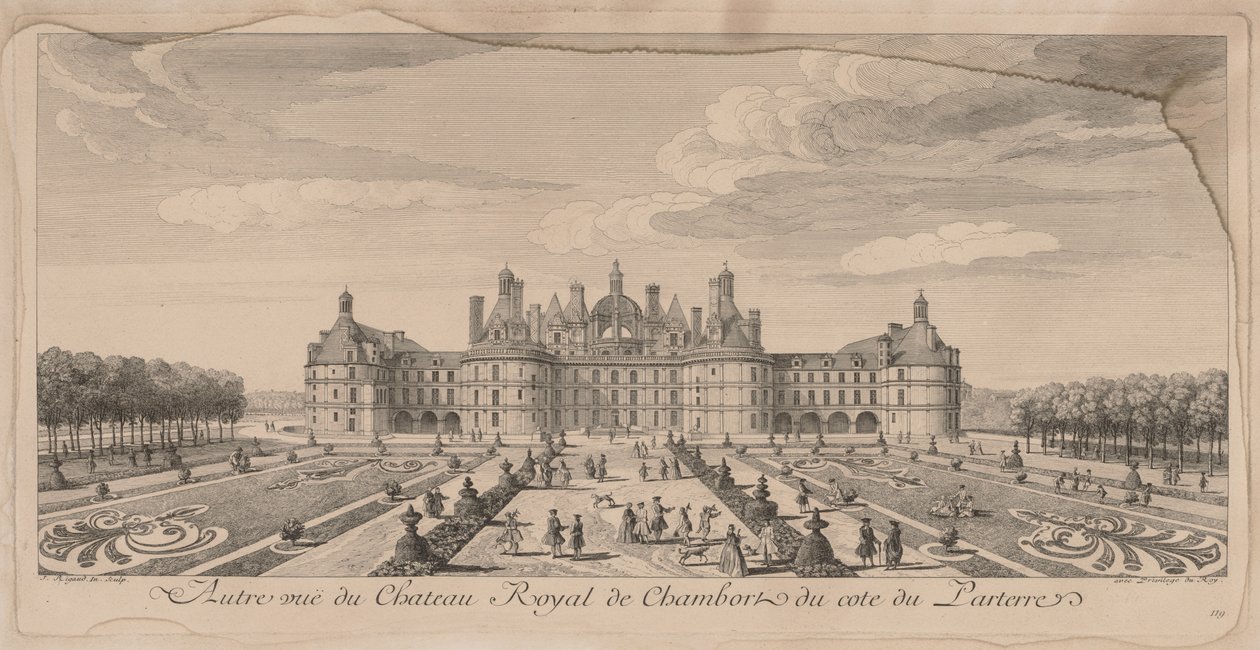 Castello di Chambord dai giardini da Jacques Rigaud
