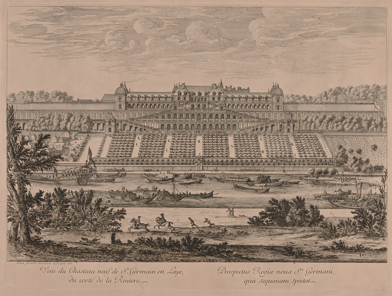 Castello di St. Germain en Laye dal fiume da Jacques Rigaud