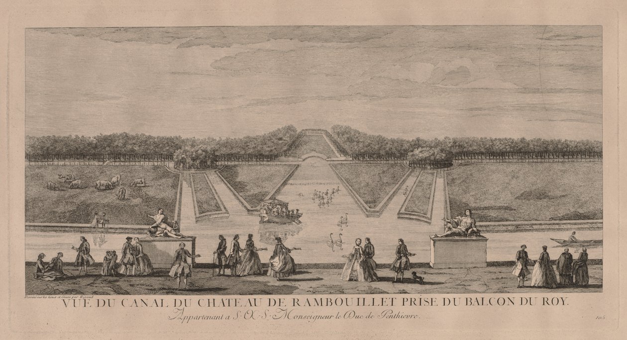 Il Castello dal Canale a Rambouillet da Jacques Rigaud