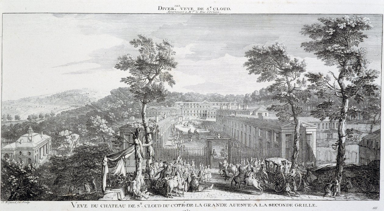 Vista del Castello nel parco di St Cloud, dal lato del grande viale da Jacques Rigaud